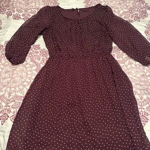 Maurices Purple Polka Dot Long Sleeve Dress